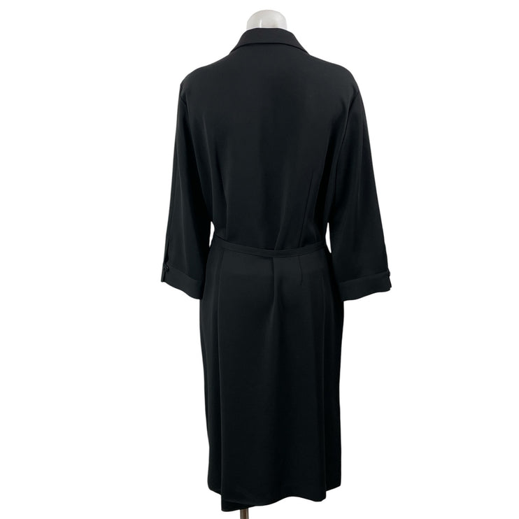 Biacci Women's Gray 3/4 Sleeves Belted Collared Midi Robe Shirt Dress Size 10