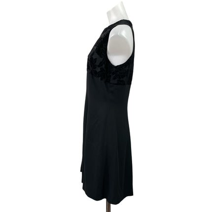 Yves Cossette Black Burnout Velvet Floral Sleeveless Mini Fit & Flare Dress Sz 6