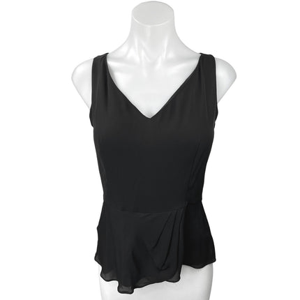 Theory Jinelle Black Sleeveless 100% Silk V-neck Peplum Blouse Tank Top Size S