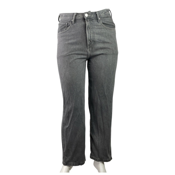 H&M Women's Gray High Rise Relaxed Baggy Fit Straight Leg Denim Jeans Pants 32