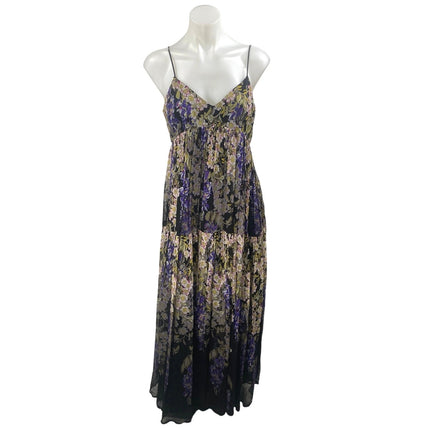 Anthropologie Floreat Black Floral Sleeveless V Neck Pleated Cami Maxi Dress 2