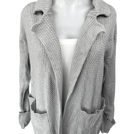 WeWoreWhat Women's Gray Cable Knit Long Sleeve Open Front Cardigan Sweater XXS