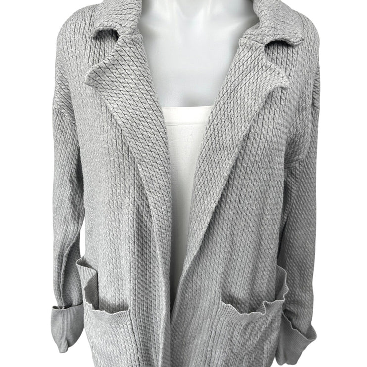 WeWoreWhat Women's Gray Cable Knit Long Sleeve Open Front Cardigan Sweater XXS