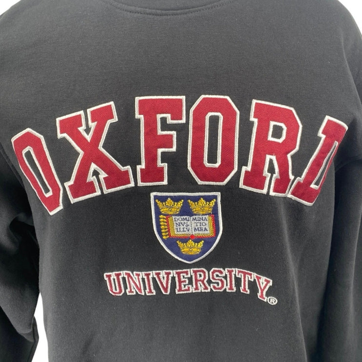 Women's Black Red Oxford University Embroidered Long Sleeve Sweatshirt Top Sz M