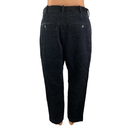 Uniqlo Smart Corduroy Men's Black High Rise Straight Tapered Trousers Pants Sz M