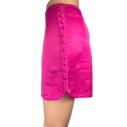 Zara Women's Pink Silky Satin Side Buttons Mini Straight Pencil Skirt Size S