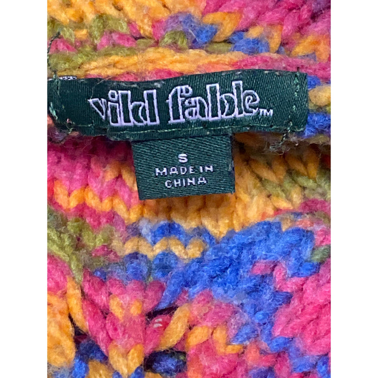 Wild Fable Multicolor Space Dye Crochet Long Sleeve Crop Pointelle Sweater Top S
