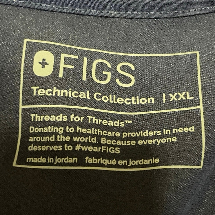 Figs Men's Navy Blue Short Sleeve V Neck Pocket Medical Nurse Scrub Top Size XL