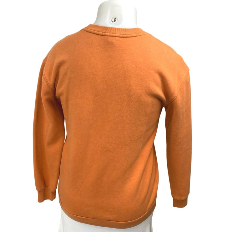 Art Class Women's Orange Smiley Fleece Crew Long Sleeve Sweatshirt Top Size XL