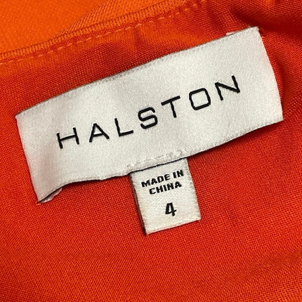 Halston Orange Coral Backless Sleeveless Open Back Floor Length Maxi Dress Sz 4