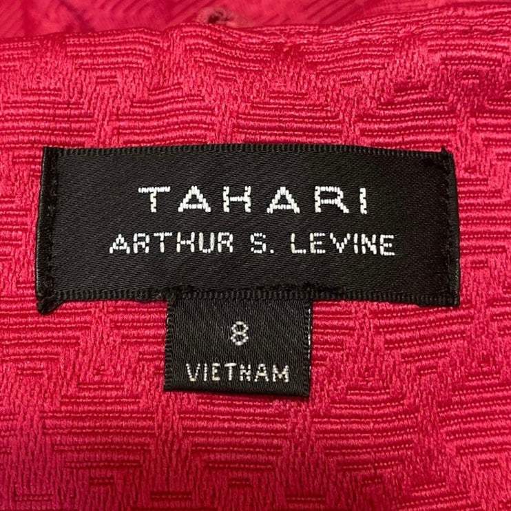 Arthur S. Levine Tahari Pink Red Sleeveless Pleated Zip Mini A-Line Dress Size 8