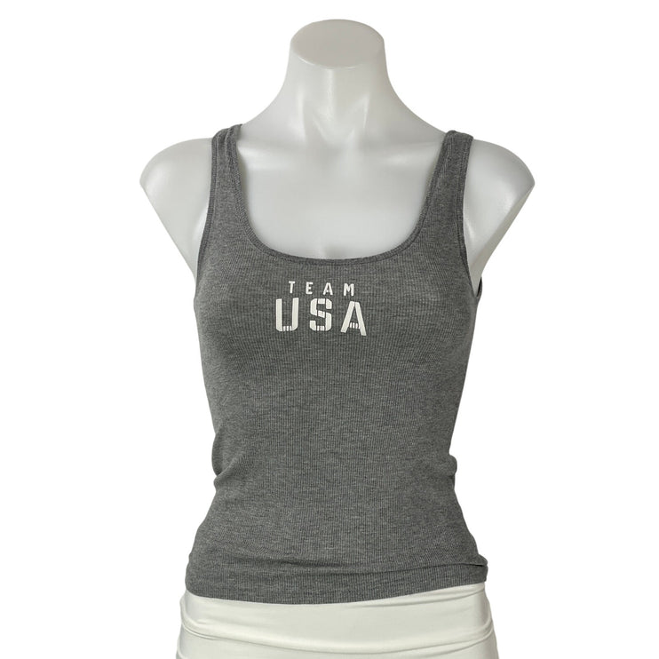 SKIMS Team USA Women's Gray Sleeveless Graphic Print Ribbed Knit Tank Top Size M