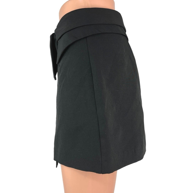 Zara Women's Black High Waisted Casual Buckle Zip Mini Shorts Skort Skirt Size S