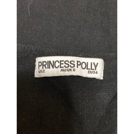 Princess Polly Women's Black Sleeveless Slim Button Up Crop Cami Tank Top Size 2