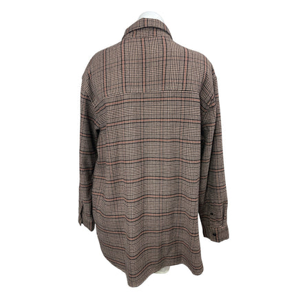Abercrombie & Fitch Brown Plaid Long Sleeve Button Down Shirt Shaket Jacket Sz L