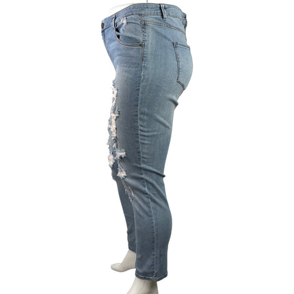 Rachel Roy Women's Blue Distressed Light Wash Skinny Straight Denim Jeans 16W