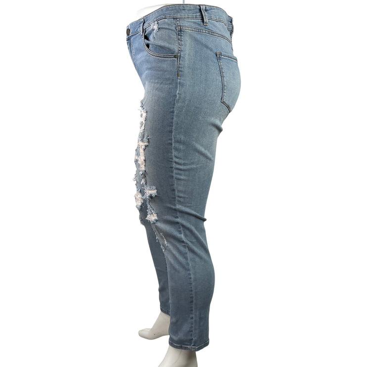 Rachel Roy Women's Blue Distressed Light Wash Skinny Straight Denim Jeans 16W