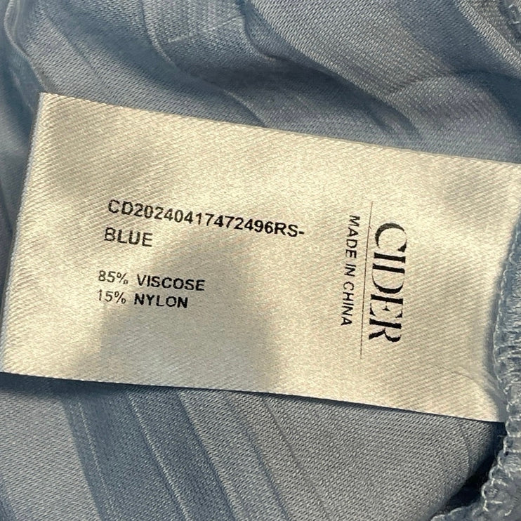 Cider Womens Blue Crinkled Long Sleeve Button Down Shirt & Shorts Set Size XXS