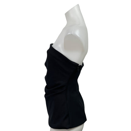 Abercrombie & Fitch Black Ruched Strapless Bandeau Tube Peplum Blouse Top Size M