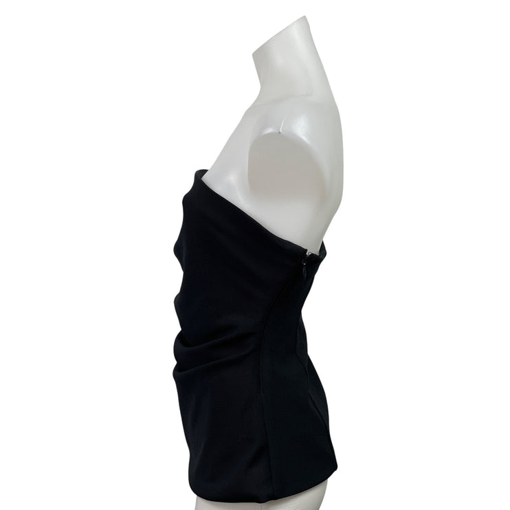 Abercrombie & Fitch Black Ruched Strapless Bandeau Tube Peplum Blouse Top Size M