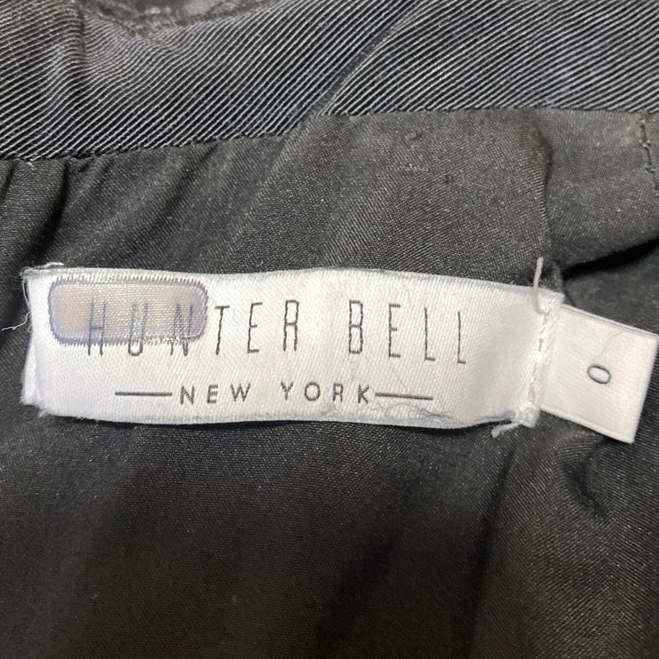 Hunter Bell Black Sleeveless Plisse Pleated Collared Bow Maxi Sheath Dress Sz 0