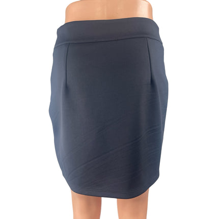 Zara Women's Black Pleated High Rise Mini Work Office Straight Pencil Skirt Sz L