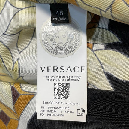 NEW Versace 100% Silk Blue Gold Renaissance Baroque Print Long Sleeve Shirt 48