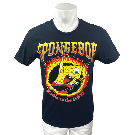 Nickelodeon Spongebob Rockin To The Max Men's Black Graphic Tee T-Shirt Top M