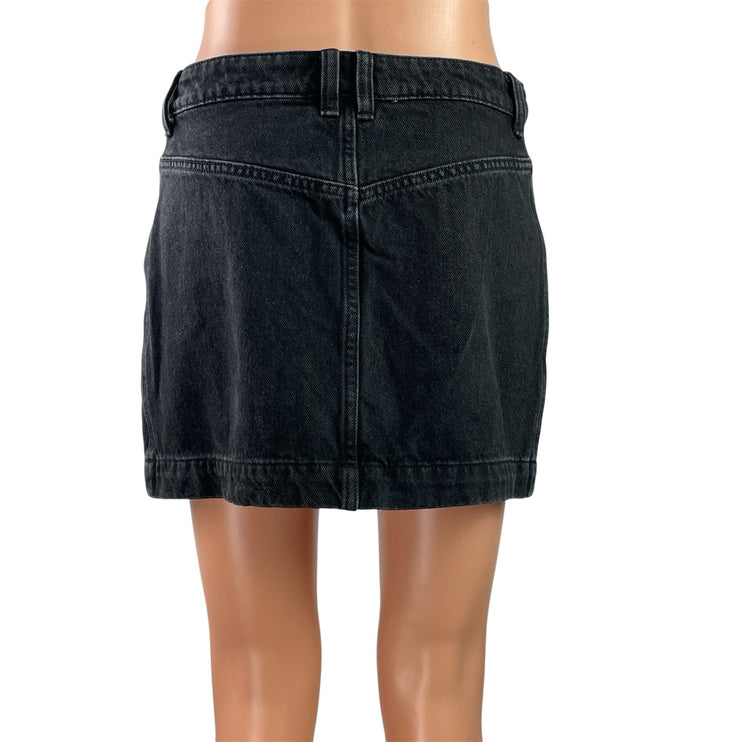 Divided by H&M Womens Black High Waisted Button Front Denim Jeans Skirt Size 4