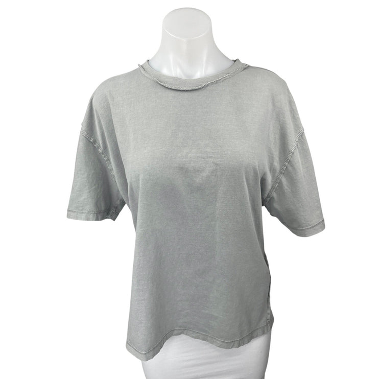 Zara Women's Gray Short Sleeve Crew Neck Basic Cotton T Shirt Tee Top Size L