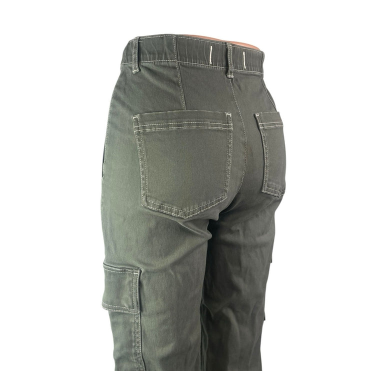 Hollister Womens Green Ultra High Rise Straight Utility Cargo Crop Pants Size XS
