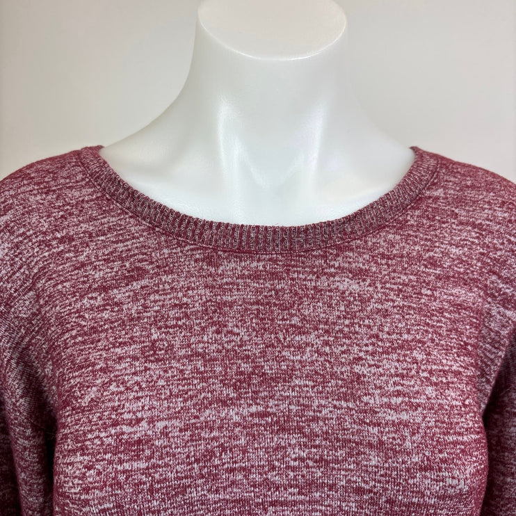 Gap Womens Heather Red Viscose Rib Round Neck Drop Long Sleeve Sweater Top S