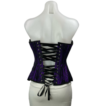 Top Drawer by Daisy Corsets Purple Black Strapless Floral Bustier Corset Top S