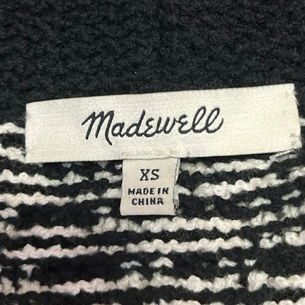 Madewell Saunter Black White Knit Geometric Pattern Open Cardigan Sweater Sz XS