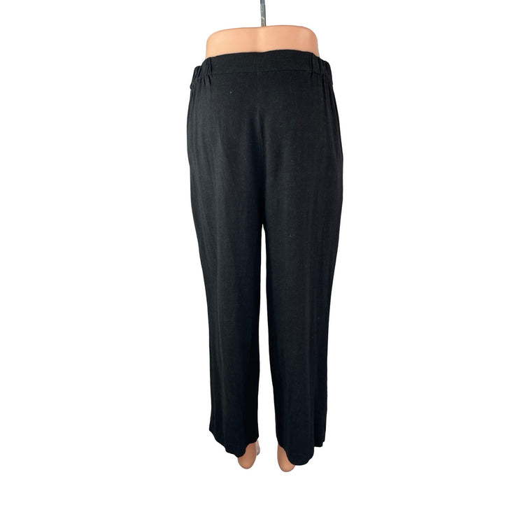 ASOS Women's Black Linen Pleated High Rise Tapered Cropped Trousers Pants Size 4