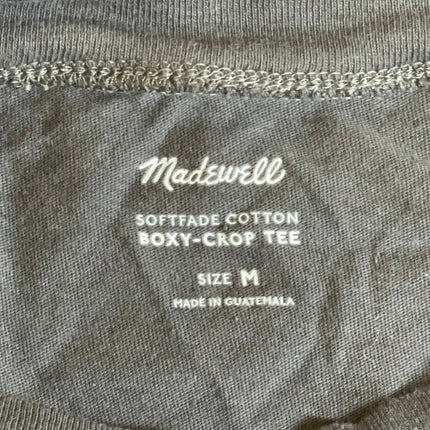 Madewell Women's Black Boxy Short Sleeve Crew Neck Crop T Shirt Tee Top Size M