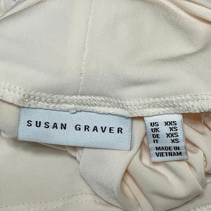 Susan Graver Women's Cream Sleeveless Mock Neck Pleated Soft Blouse Top Size XXS