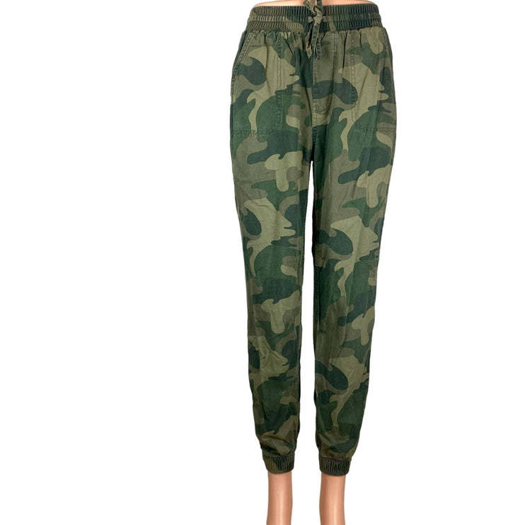 Hollister Green Camouflage Ultra High Rise Drawstring Jogger Trouser Pants Sz XS