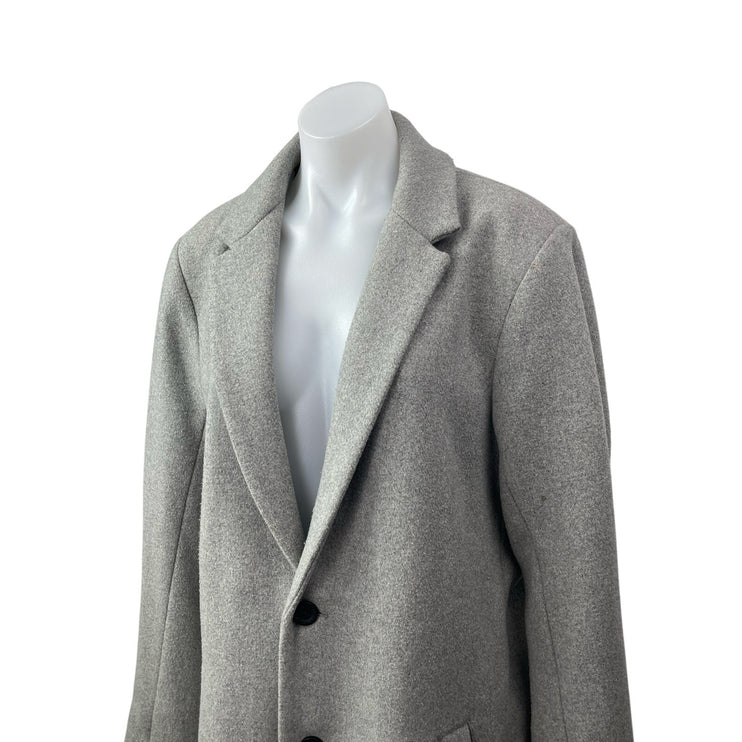 Hollister Women's Gray Long Sleeve Button Longline Trench Coat Jacket Size L