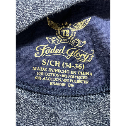 Faded Glory Men's Blue Thermal Waffle Knit Long Sleeve Sweatshirt Sweater Top S