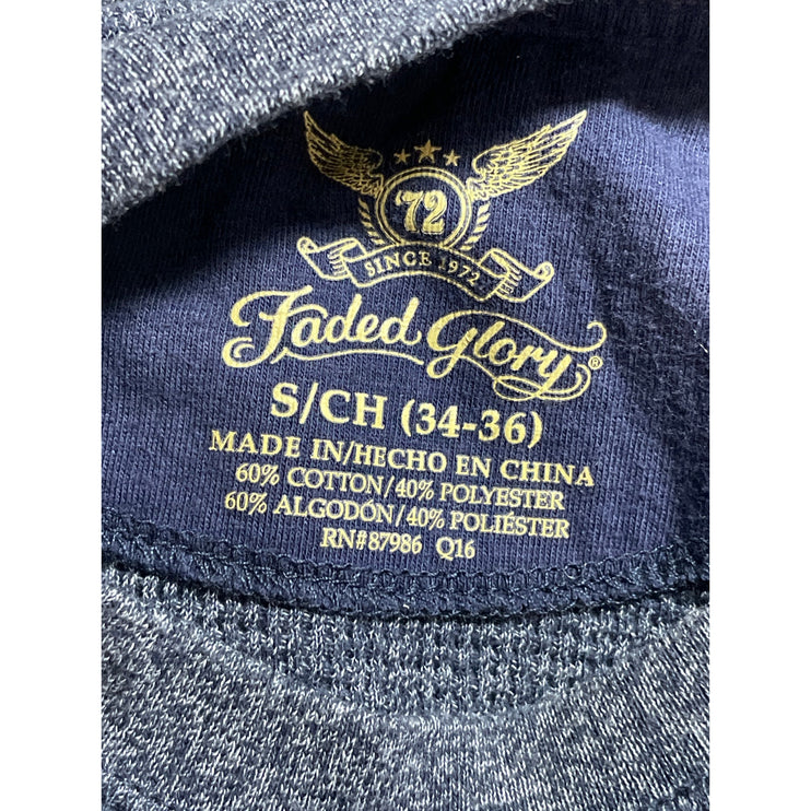 Faded Glory Men's Blue Thermal Waffle Knit Long Sleeve Sweatshirt Sweater Top S