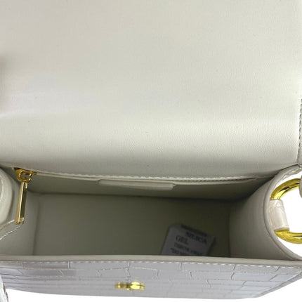 NEW JW Pei White Croc Vegan Leather Faux Crossbody Strap Top Handle Handbag OS