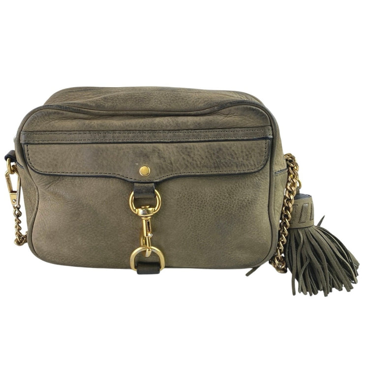 Rebecca Minkoff Women's Brown Brushed Pebbled Leather Chain Strap Crossbody Bag