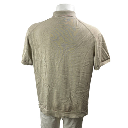 Todd Snyder Mens Beige Silk Rib Knit Tailored Short Sleeve Button Down Shirt XL