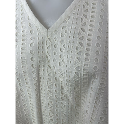Madewell White Embroidered Eyelet Split Back Sleeveless Tank Blouse Top Size S