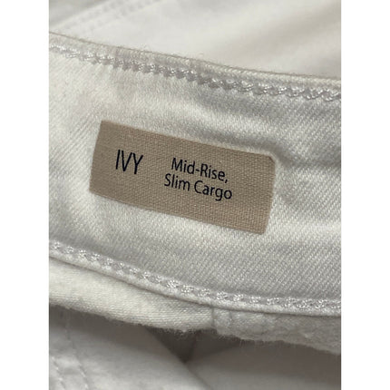 Mavi Women's White Mid Rise Slim Fit Straight Casual Cargo Denim Jeans Size M