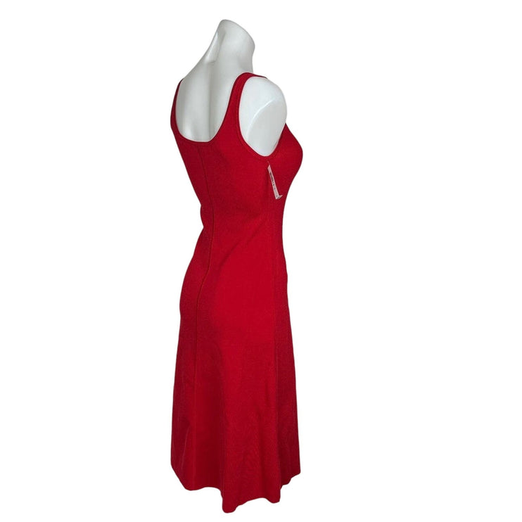 Aritzia Babaton NWT $128 Red Square Neck Fit & Flare A Line Midi Dress Size SP