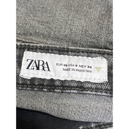 Zara Women's Gray High Waisted Frayed Raw Hem Flared Bootcut Denim Jeans Pants 8