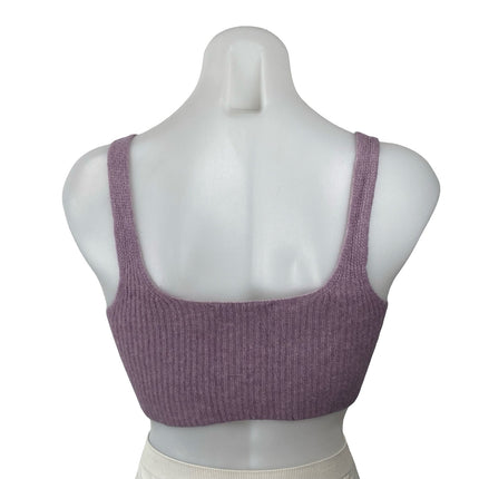 Everlane Purple Wool Ribbed Yoga Athletic Activewear Sports Bra Crop Tank Top S