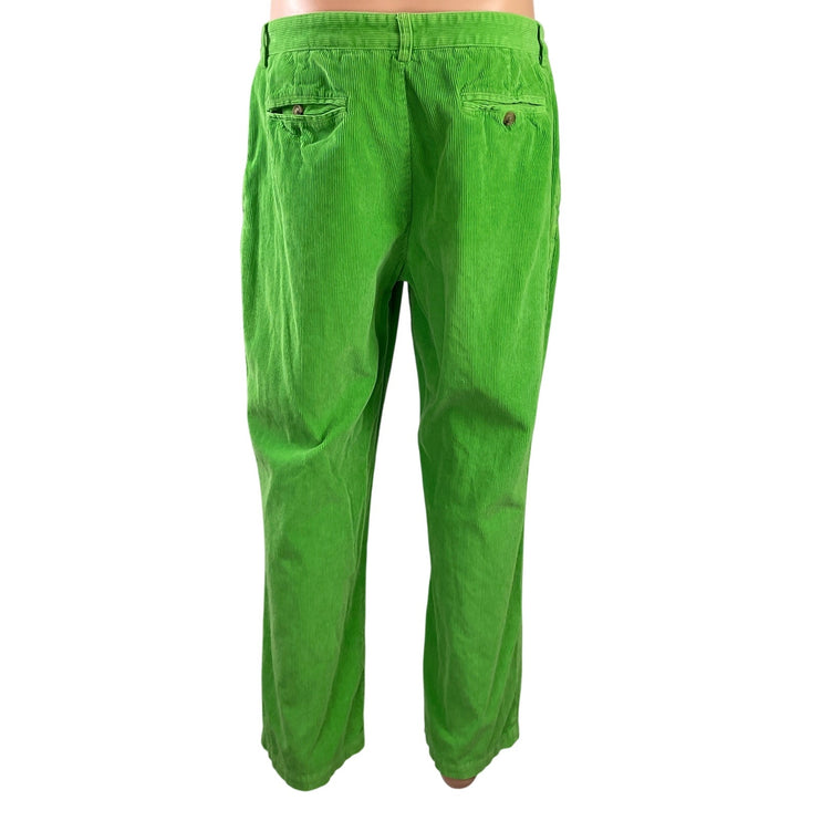 Vineyard Vines Green Corduroy High Waisted Straight Leg Trousers Pants Sz 34x30